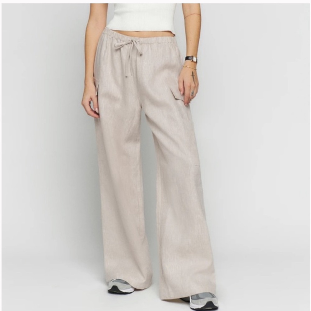 NWT Reformation Ethan Linen Pants in Oatmeal size Small